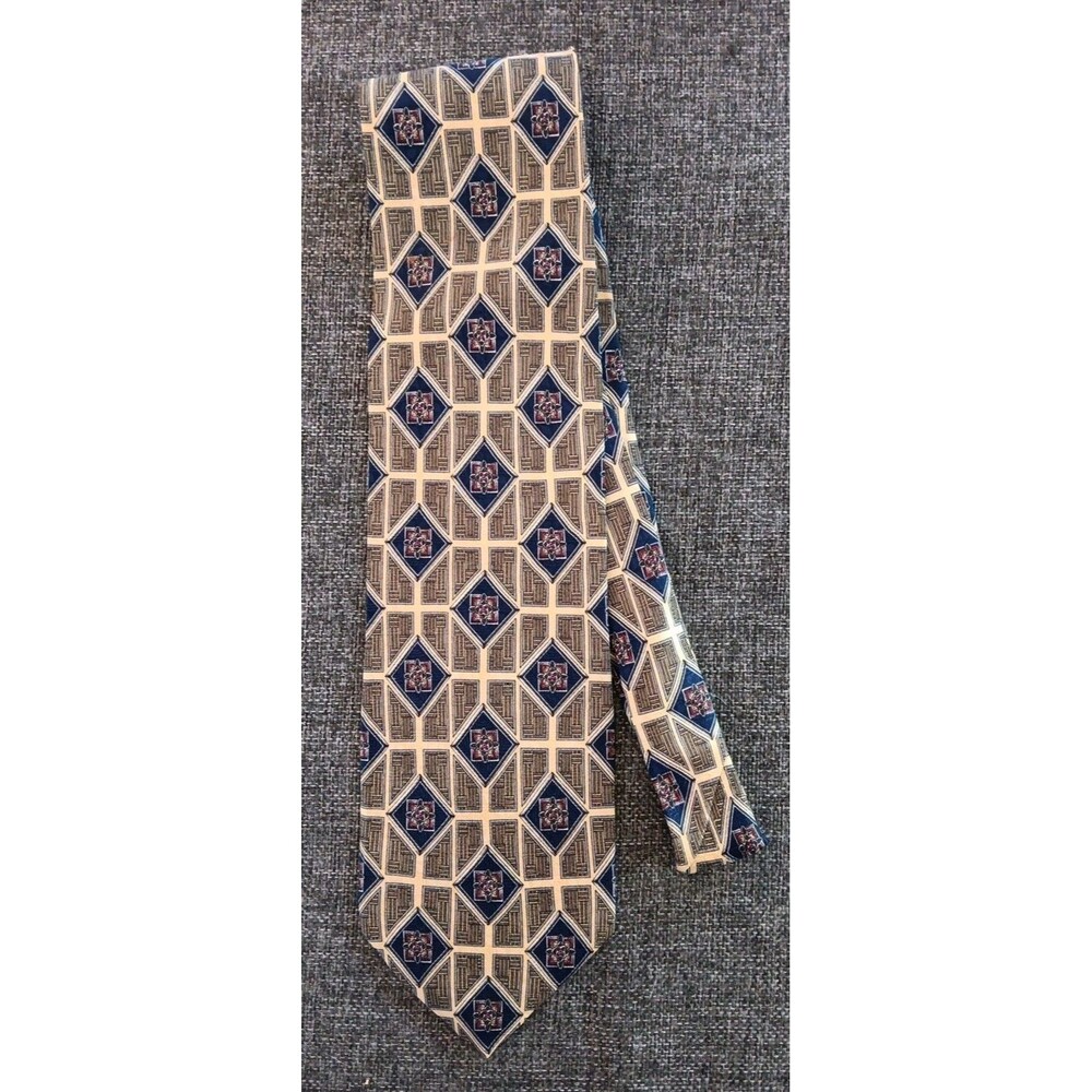 Tie 70s 80s 90s Y2K New Vintage Executive Collection Yellow Blue 4 Wide 56 Long